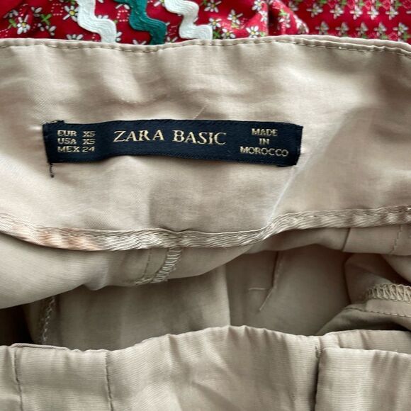 Zara Belted High Rise Loose Shorts Size XSmall tan - Picture 4 of 5